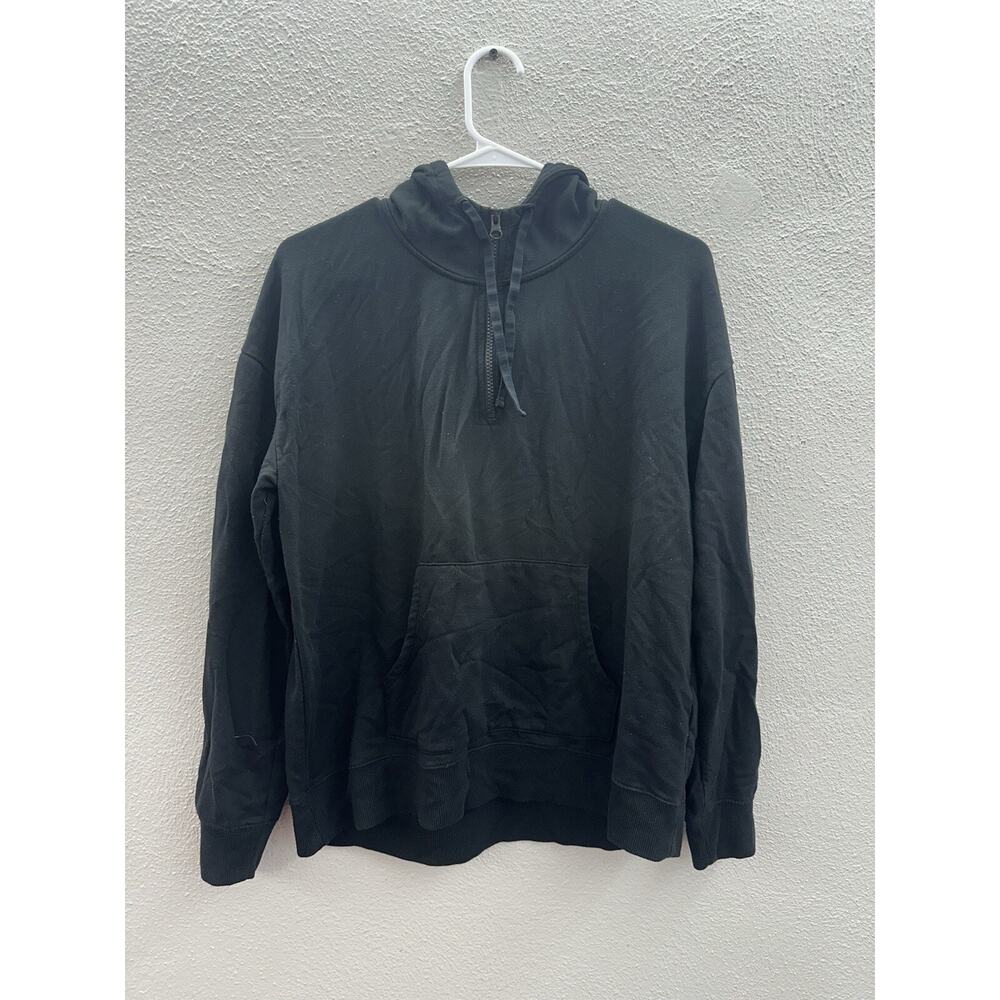 DSG Womens Sweatshirt Size Medium Black Hooded 1/4 Zip Pullover